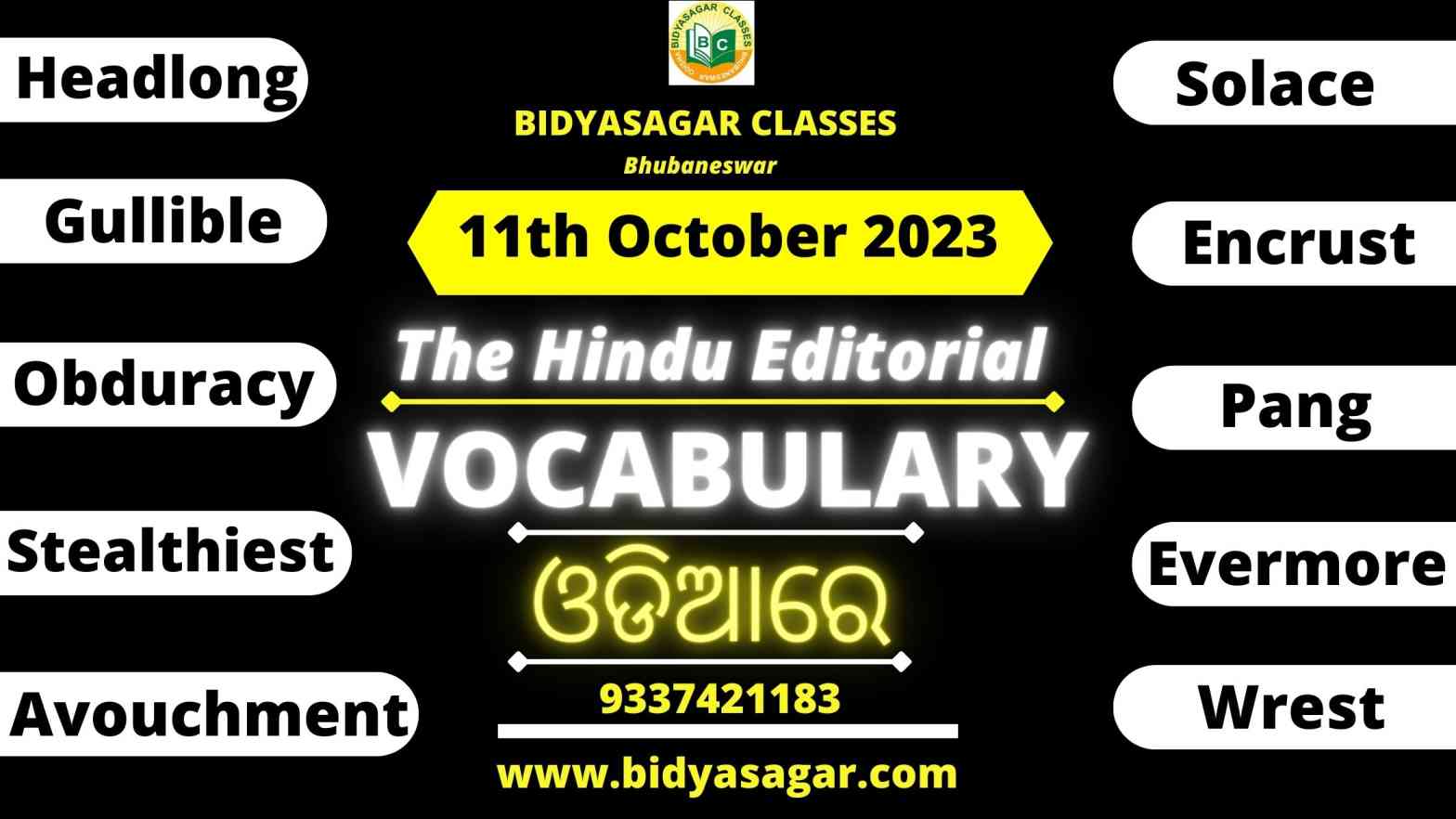 The Hindu Editorial Vocabulary of 11th October 2023