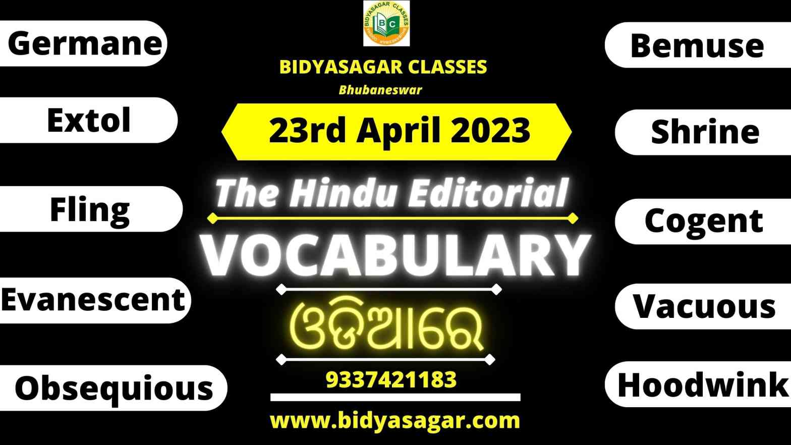 The Hindu Editorial Vocabulary of 23rd April 2023