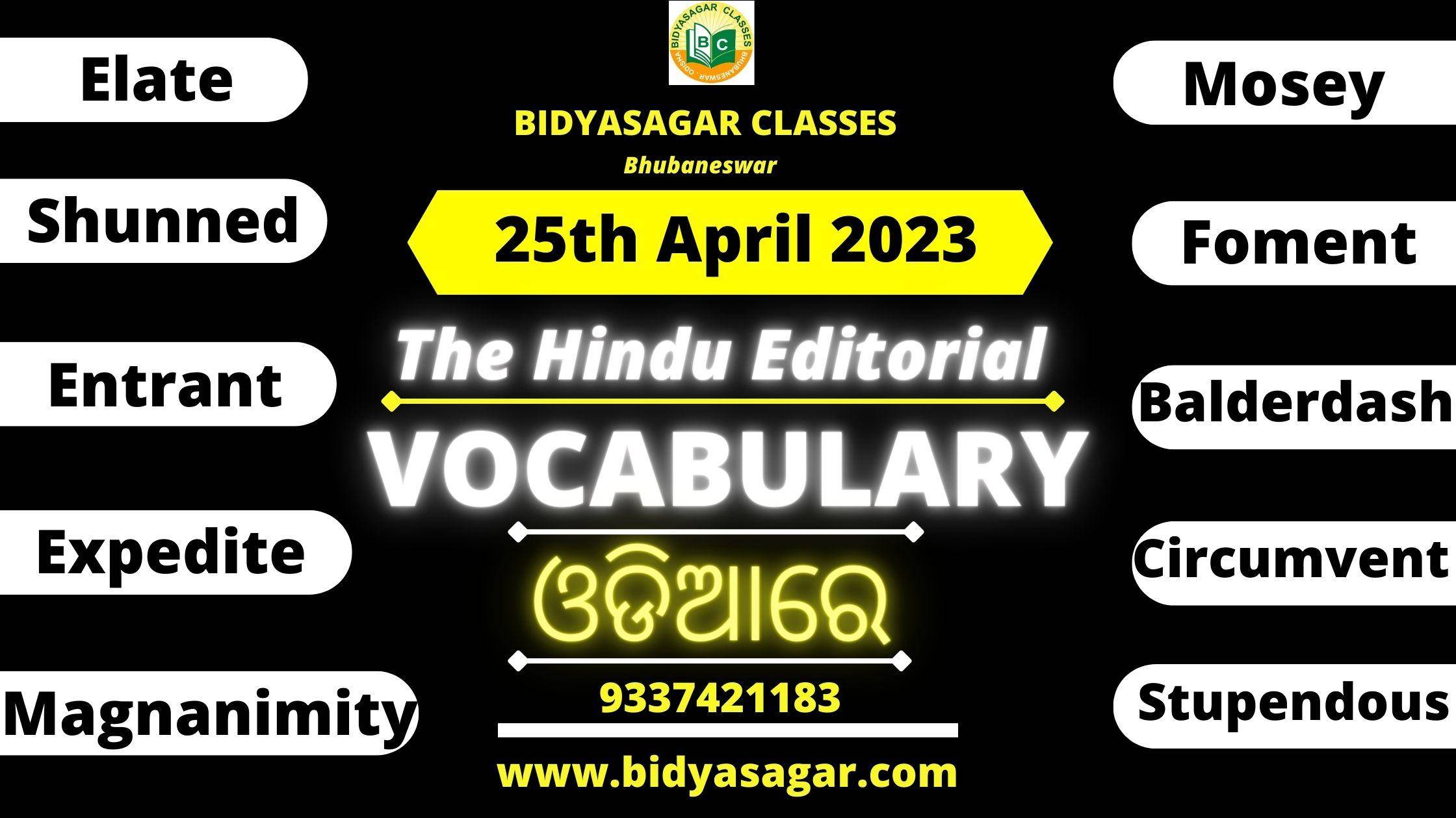 The Hindu Editorial Vocabulary of 25th April 2023