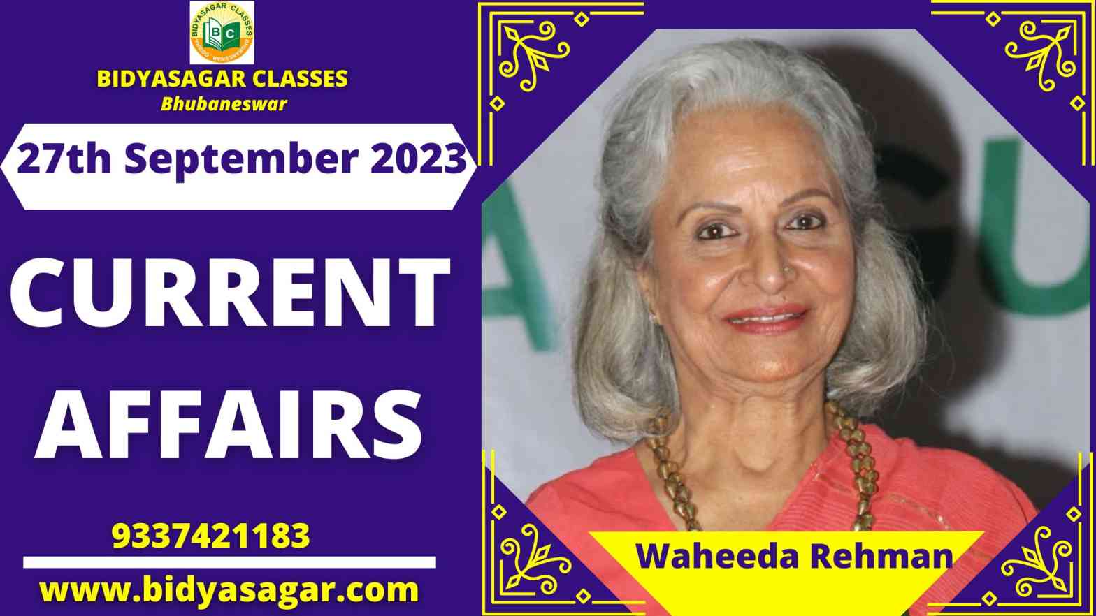 Today's Headlines : 27th September Current Affairs 2023