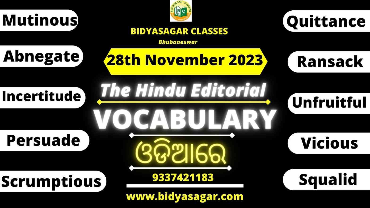 The Hindu Editorial Vocabulary of 28th November 2023