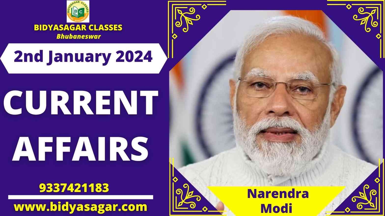 Latest Current Affairs 2nd January 2024 Today's Headlines (In Short)