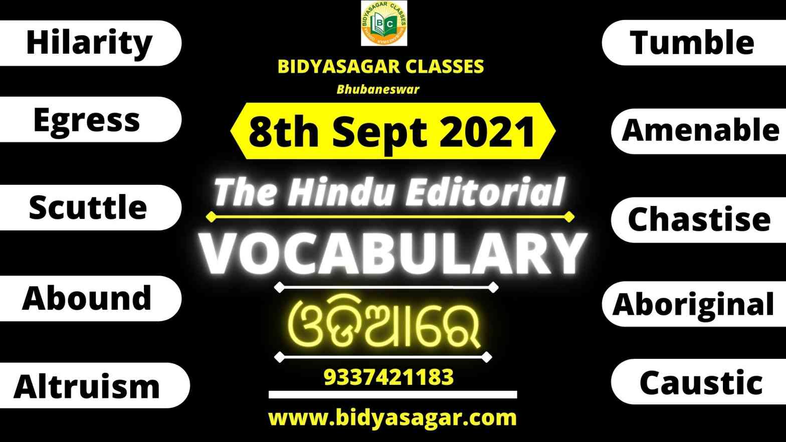 The Hindu Editorial Vocabulary of 8th September 2021