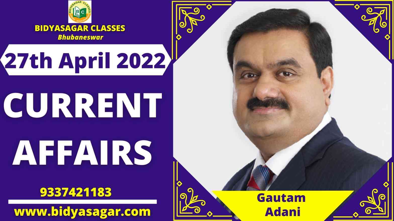 Today's Headlines : 27th April Current Affairs 2022