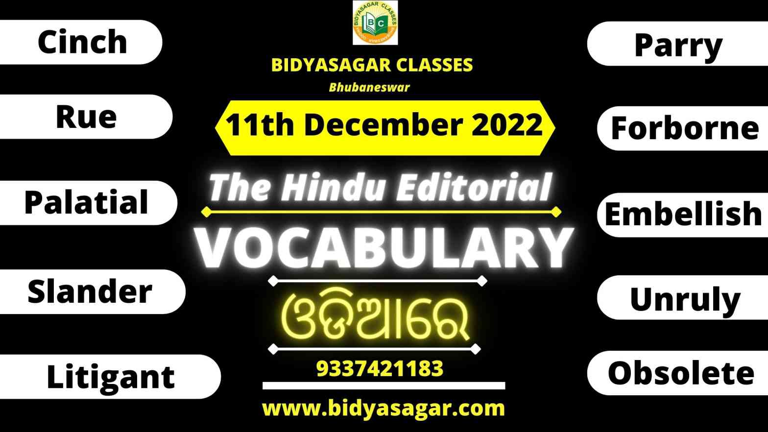 The Hindu Editorial Vocabulary of 11th december 2022