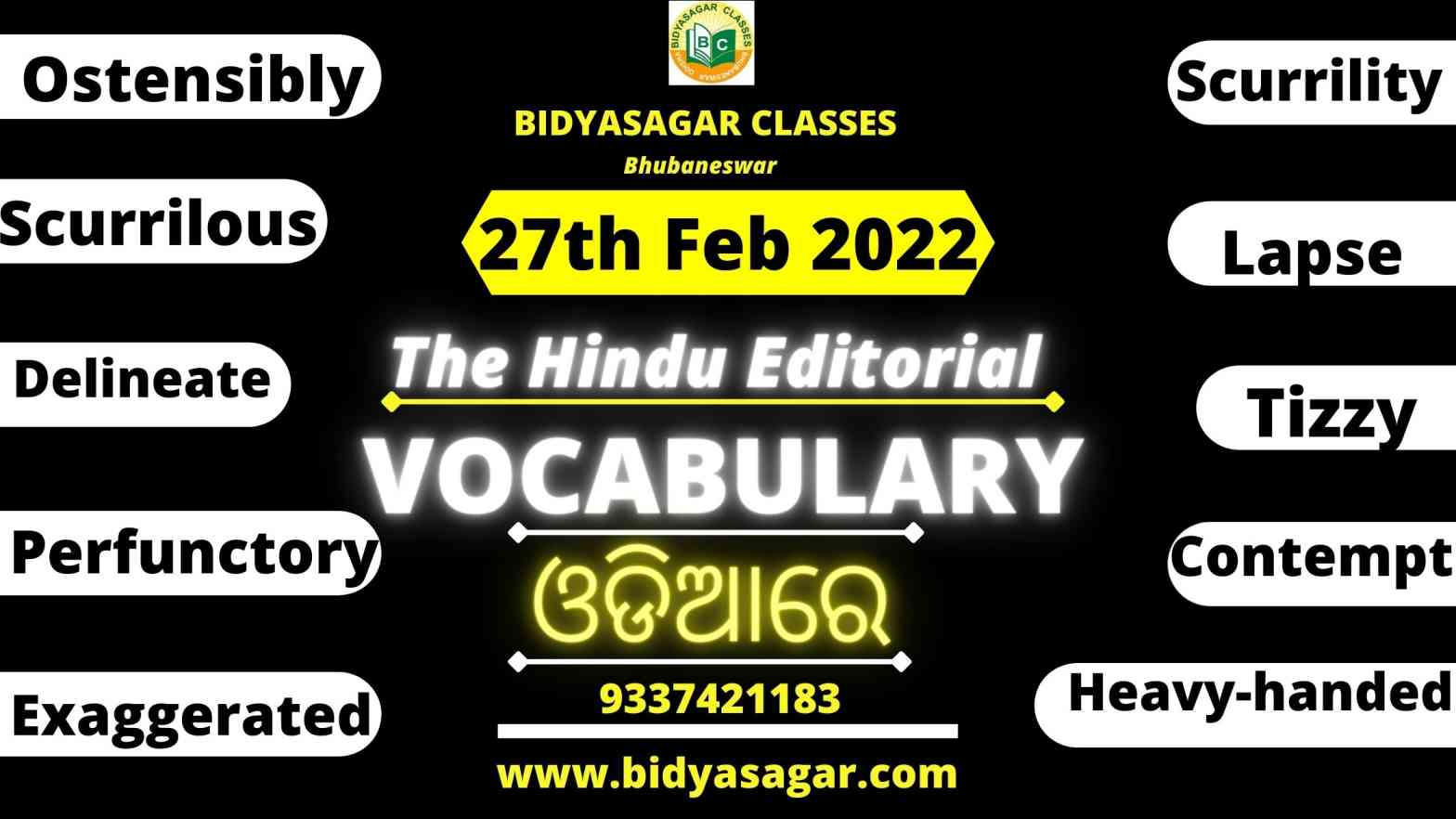 The Hindu Editorial Vocabulary of 27th february 2022