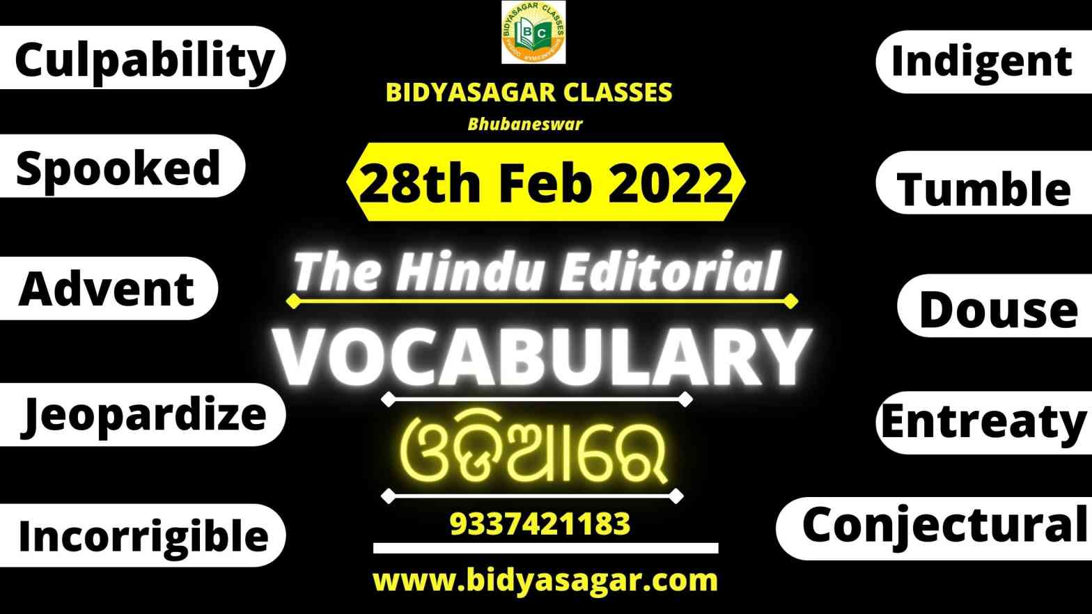 The Hindu Editorial Vocabulary of 28th february 2022