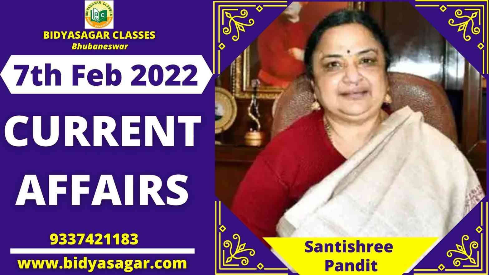 Important Daily Current Affairs of 7th February 2022