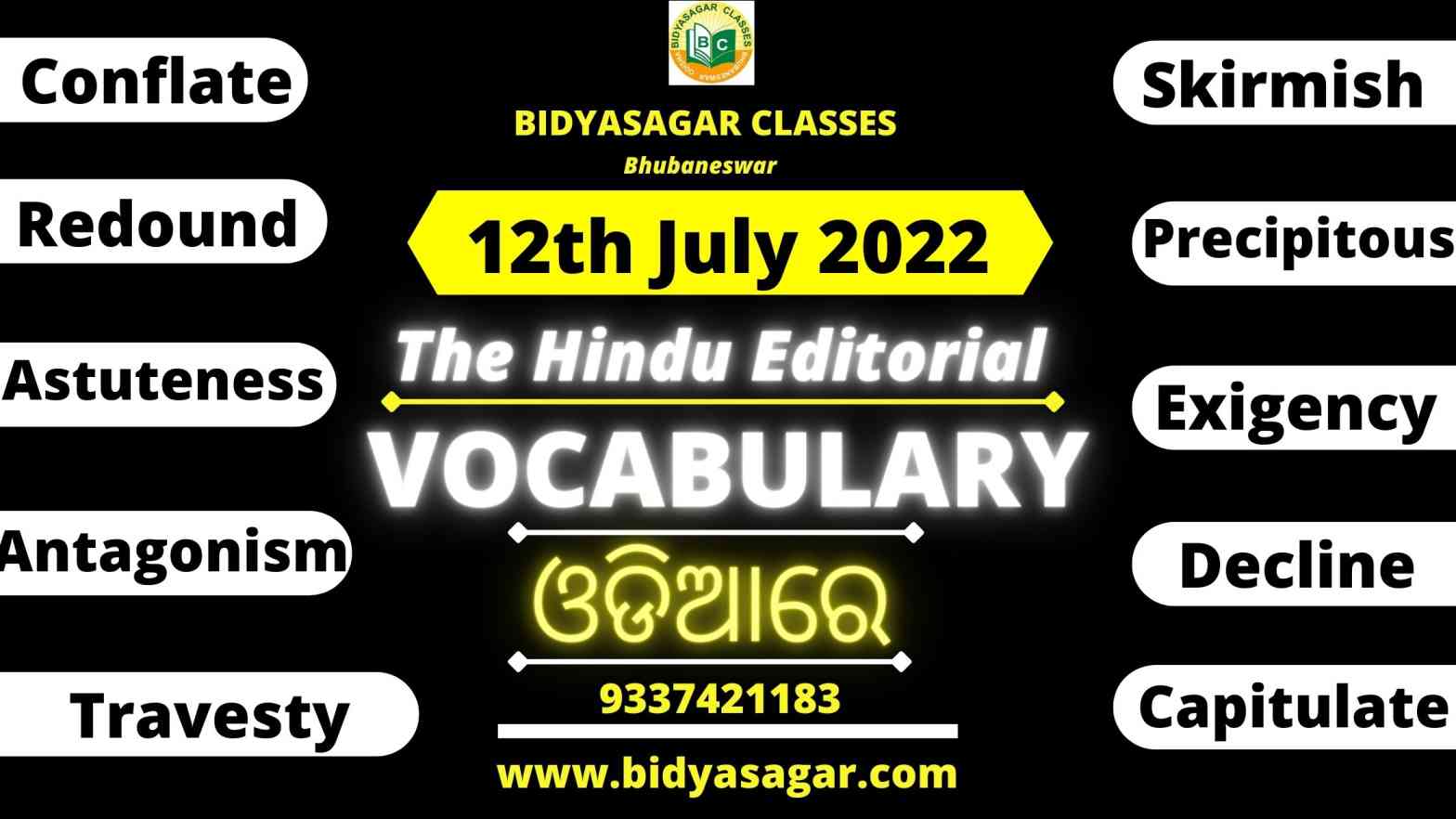 The Hindu Editorial Vocabulary of 12th July 2022