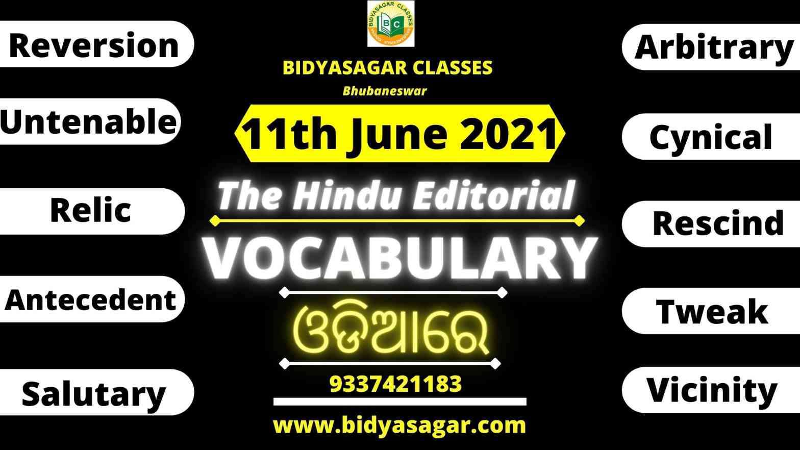 The Hindu Editorial Vocabulary of 11th June 2021