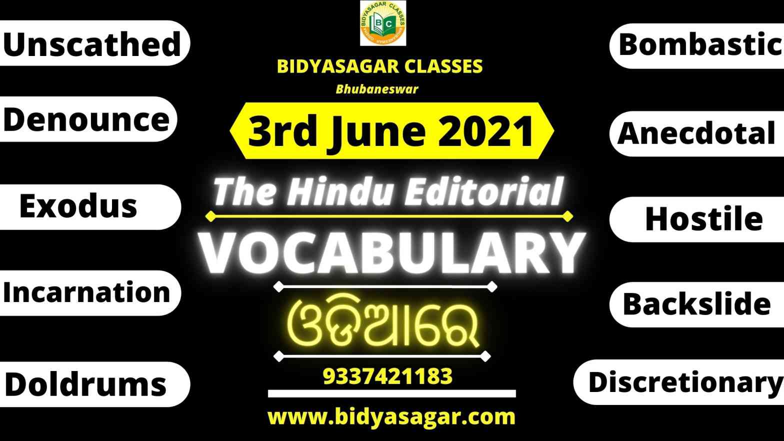 The Hindu Editorial Vocabulary of 3rd June 2021