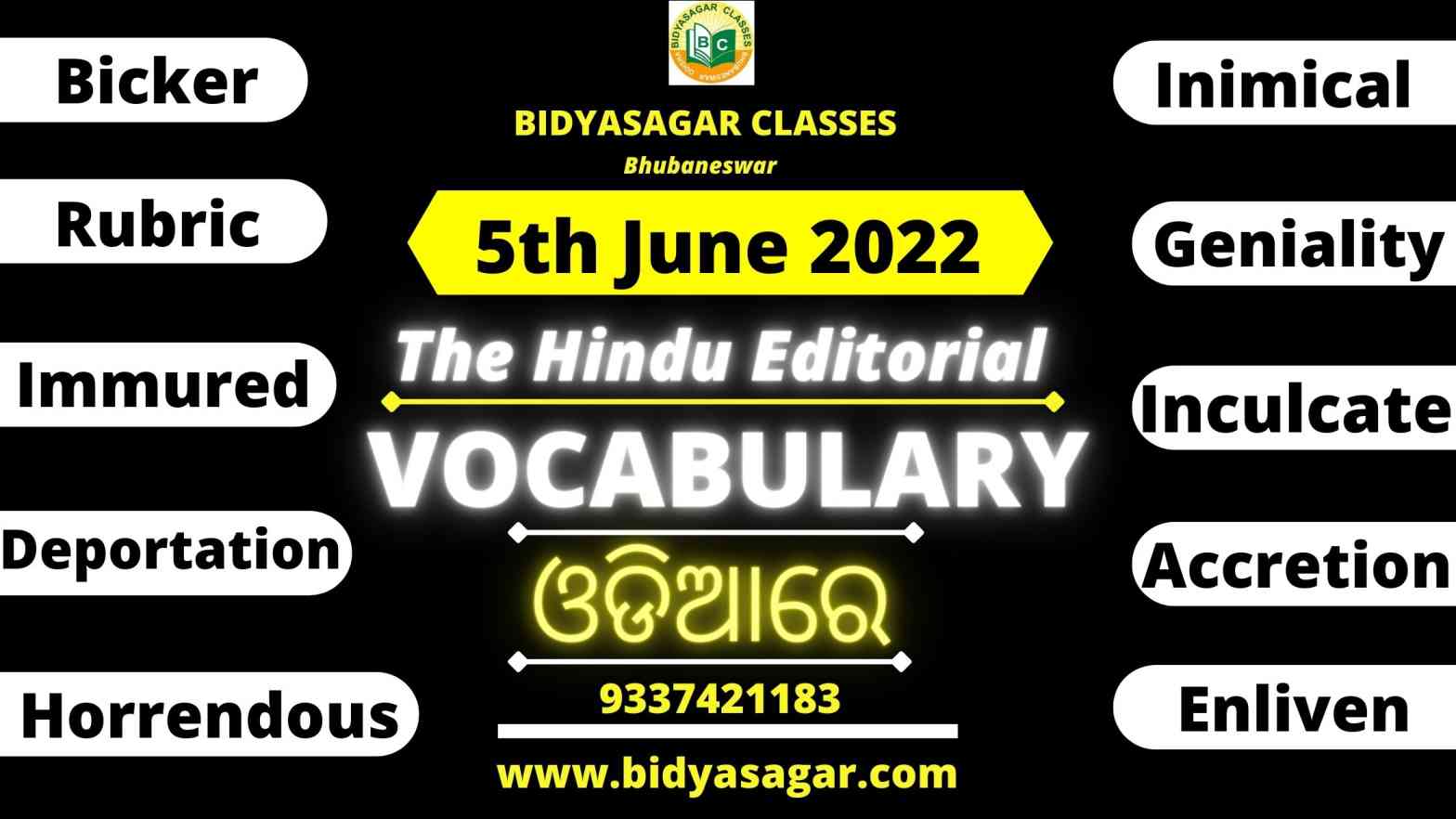 The Hindu Editorial Vocabulary of 5th June 2022