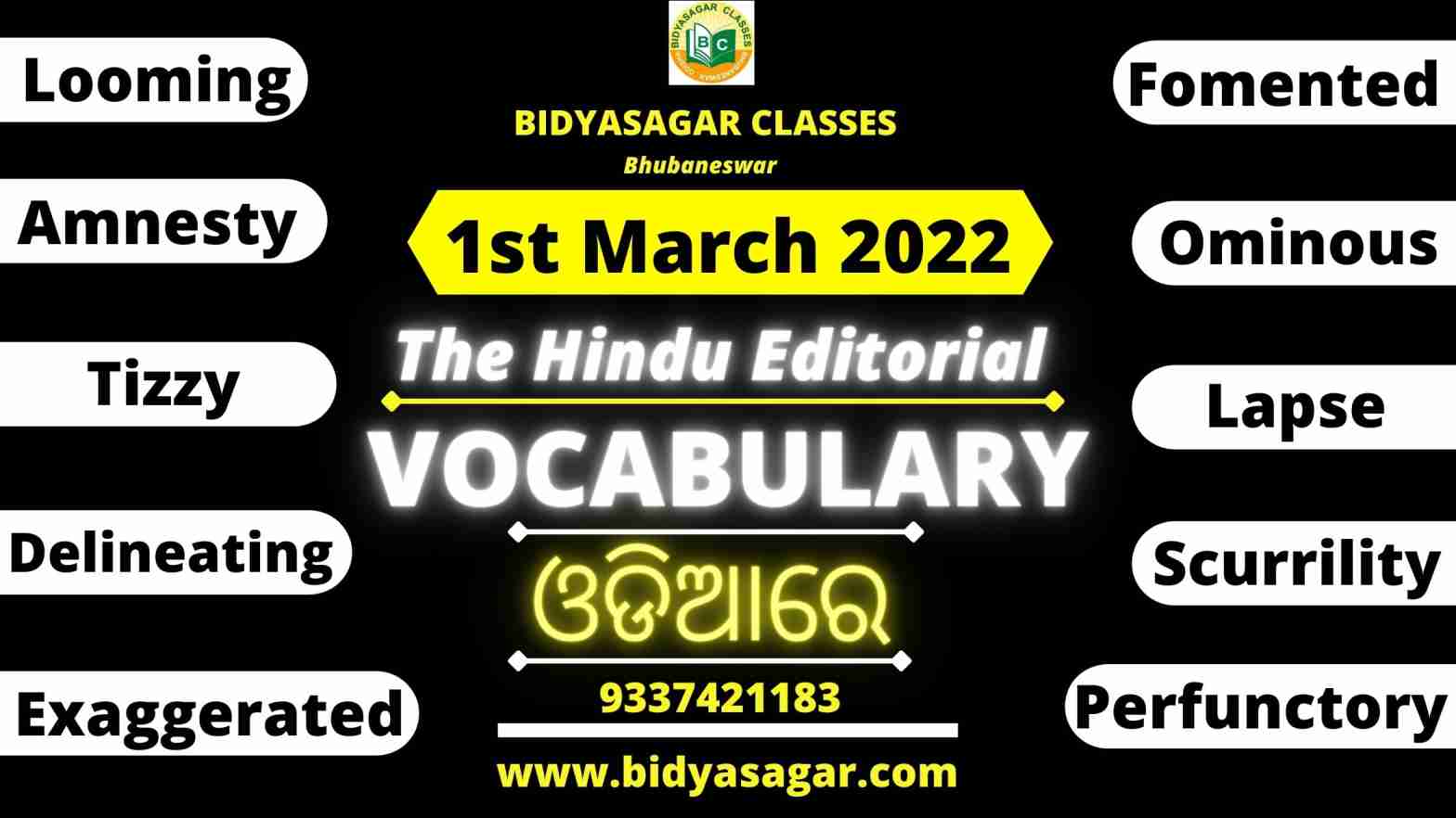 The Hindu Editorial Vocabulary of 1st March 2022