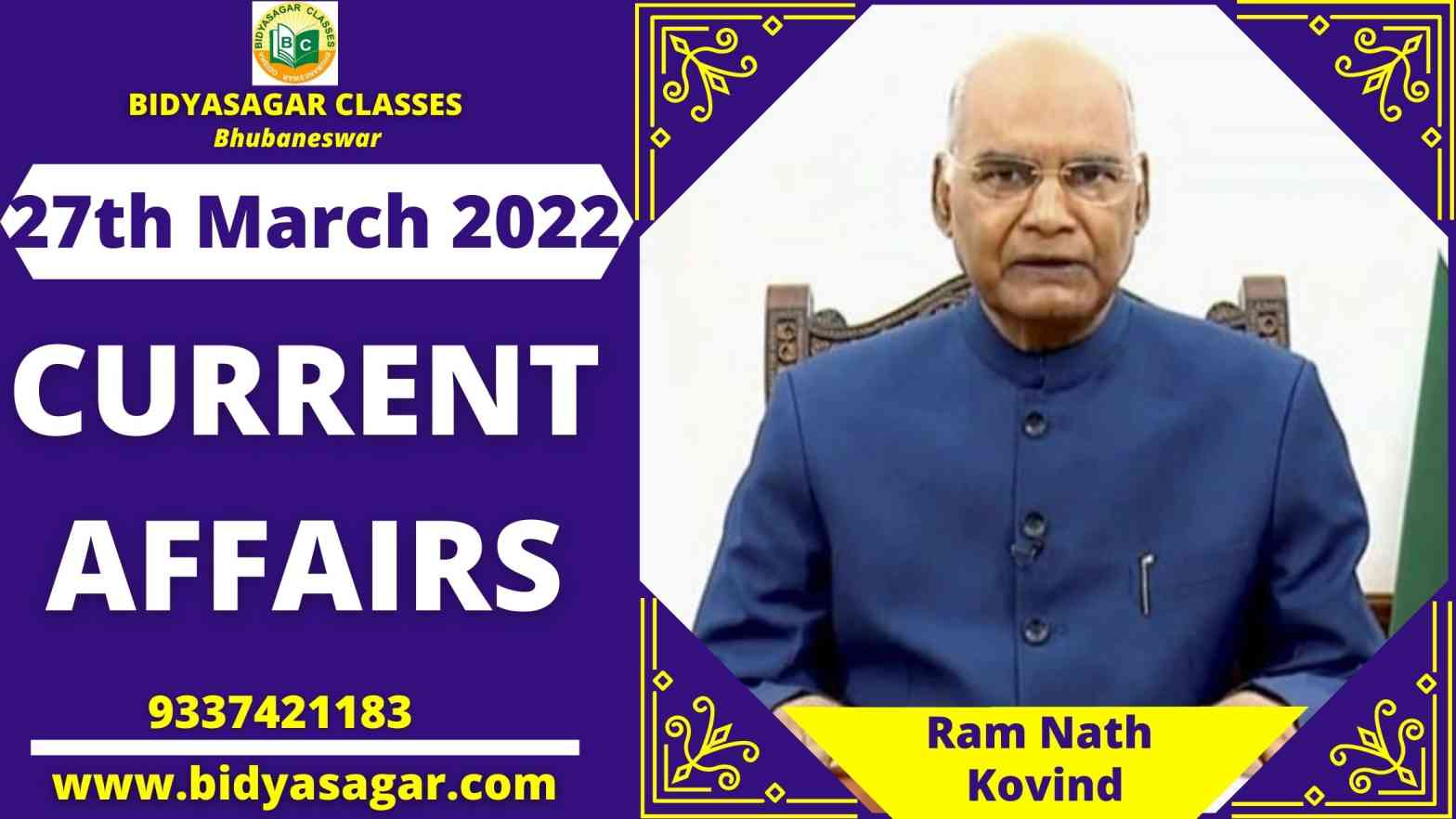 Today's Headlines : 27 March Current Affairs 2022