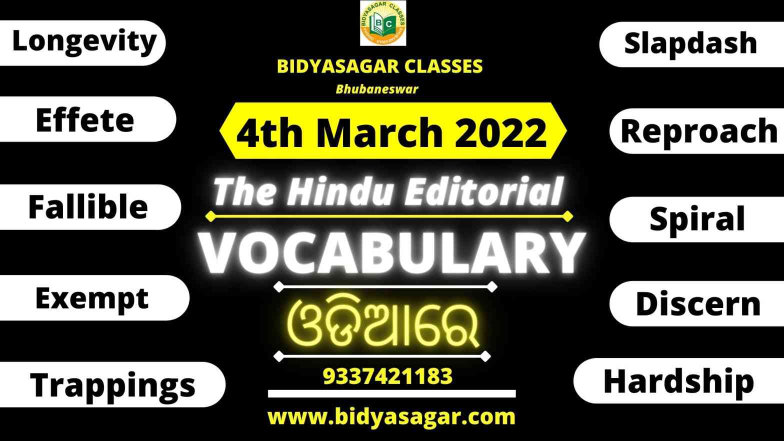 The Hindu Editorial Vocabulary of 4th March 2022