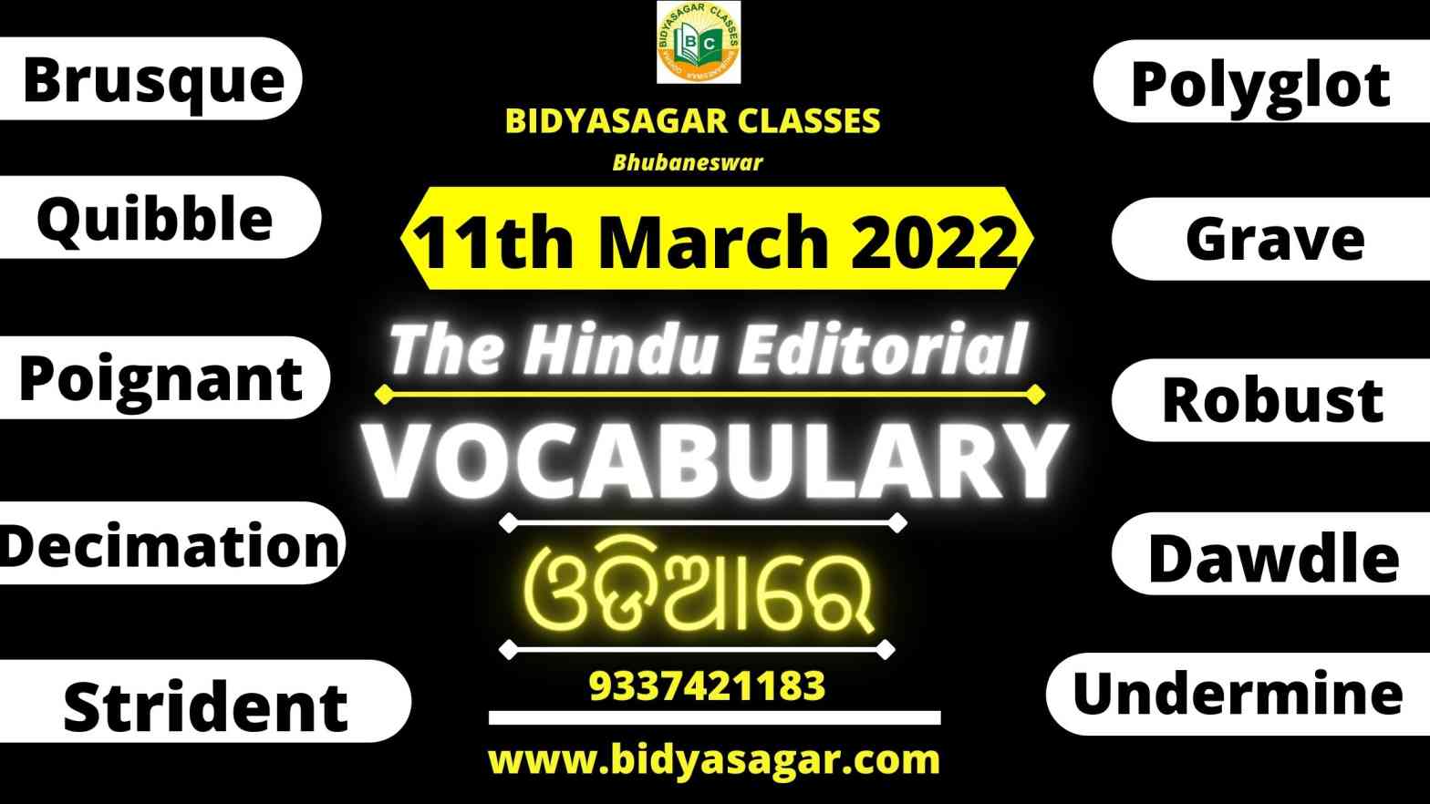 The Hindu Editorial Vocabulary of 11th March 2022