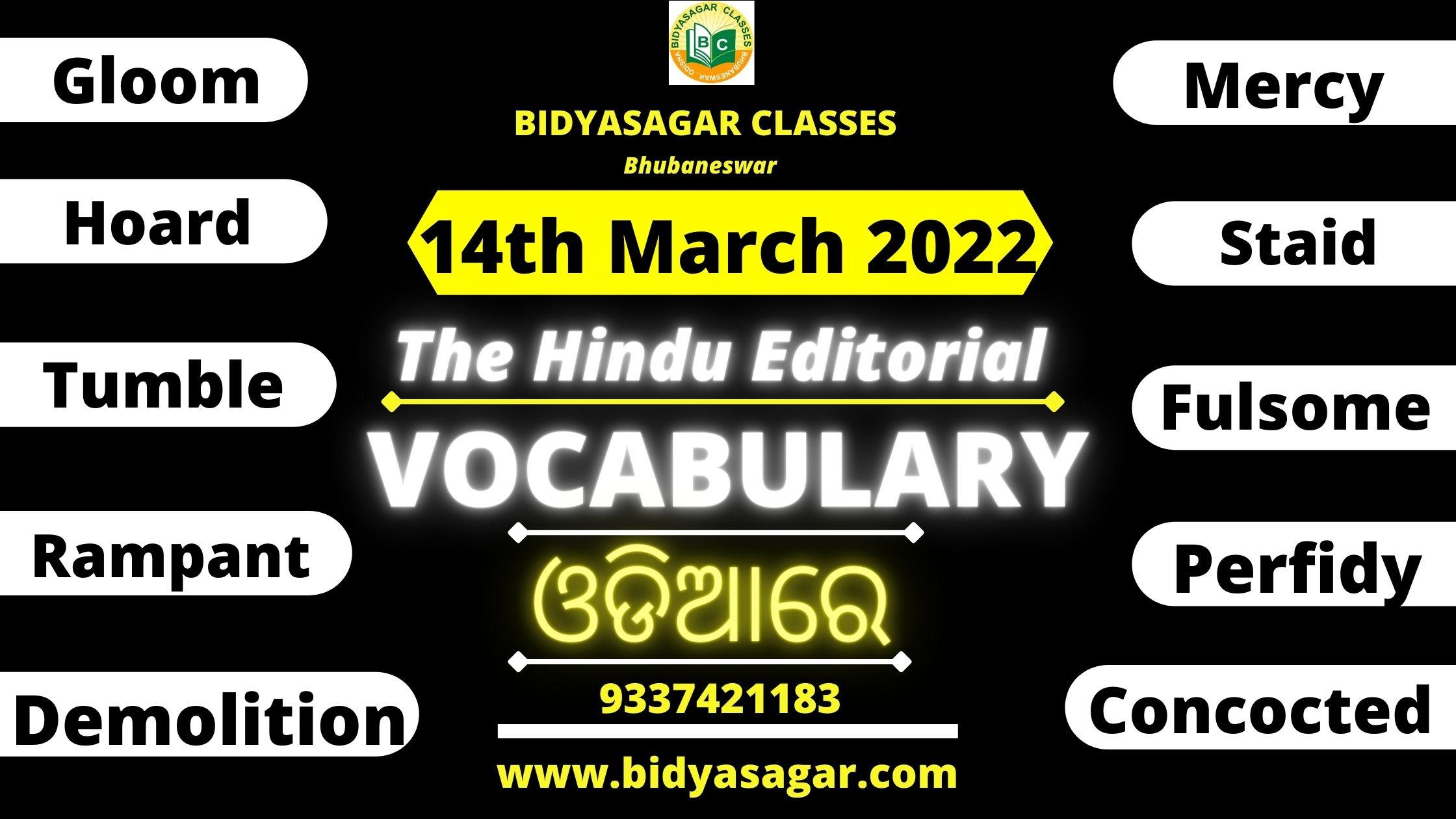 The Hindu Editorial Vocabulary of 14th March 2022