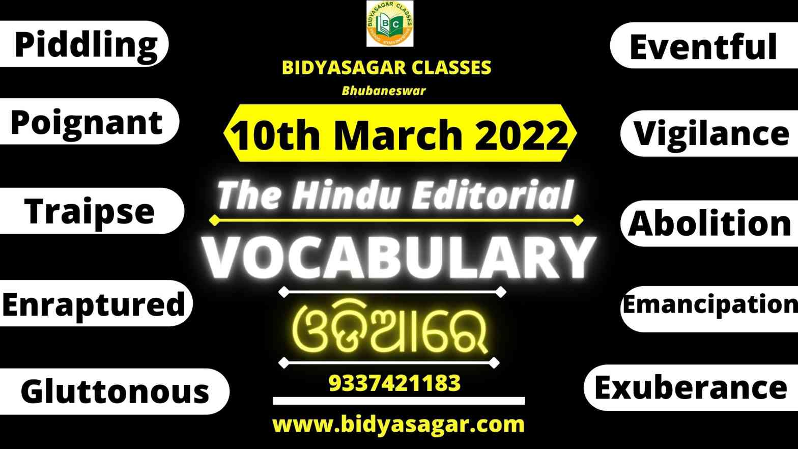 The Hindu Editorial Vocabulary of 10th March 2022