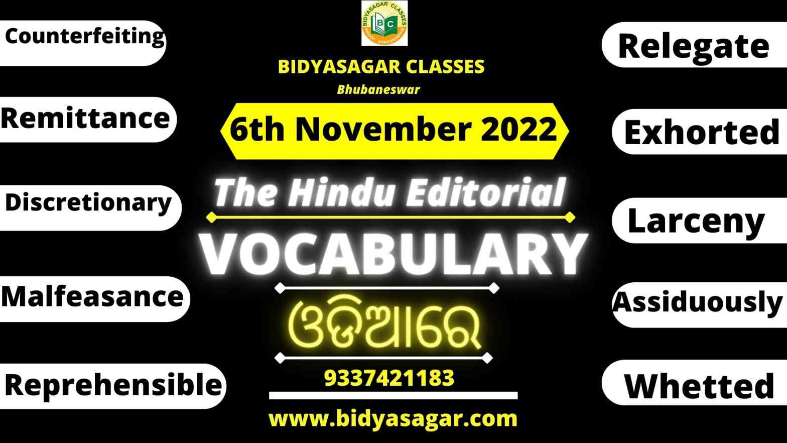 The Hindu Editorial Vocabulary of 6th November 2022