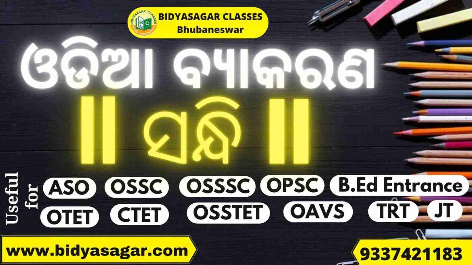 Odia Grammar Shandhi For Opsc Aso Otet Osstet Tgt Ctet Cht Bed Entrance Ossc Other