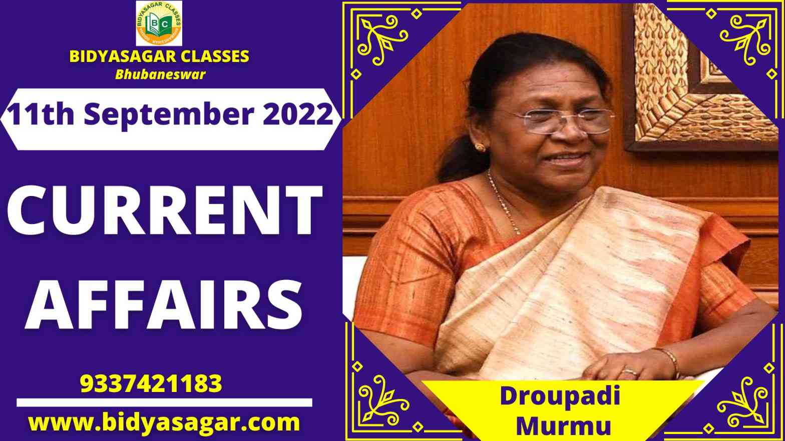 Today's Headlines : 11th September Current Affairs 2022